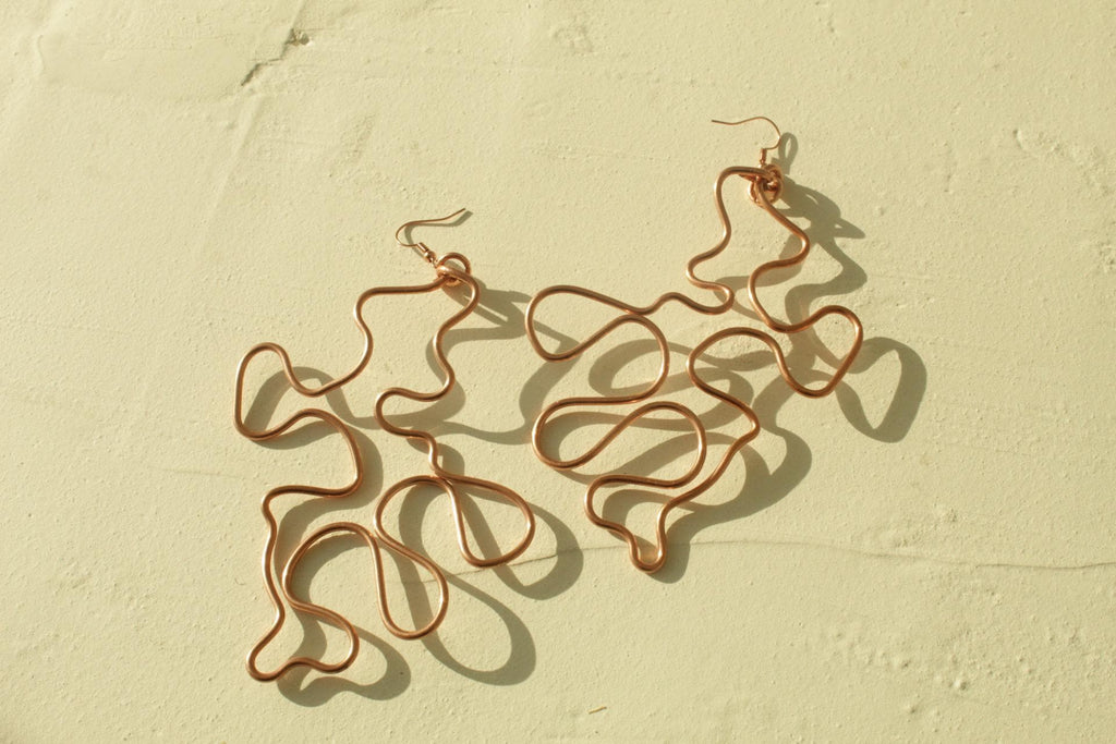 Handmade Copper Statement Earrings, Sculptural Artisan Jewelry, One-of-a-Kind Earrings | Ember
