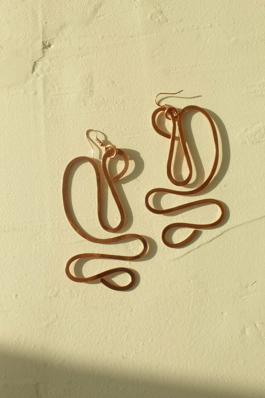 Handmade Copper Statement Earrings, Sculptural Artisan Jewelry, One-of-a-Kind Earrings | Kneeling Man