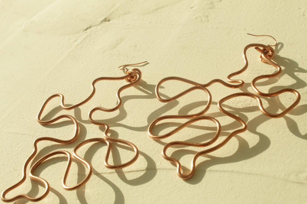 Handmade Copper Statement Earrings, Sculptural Artisan Jewelry, One-of-a-Kind Earrings | Ember