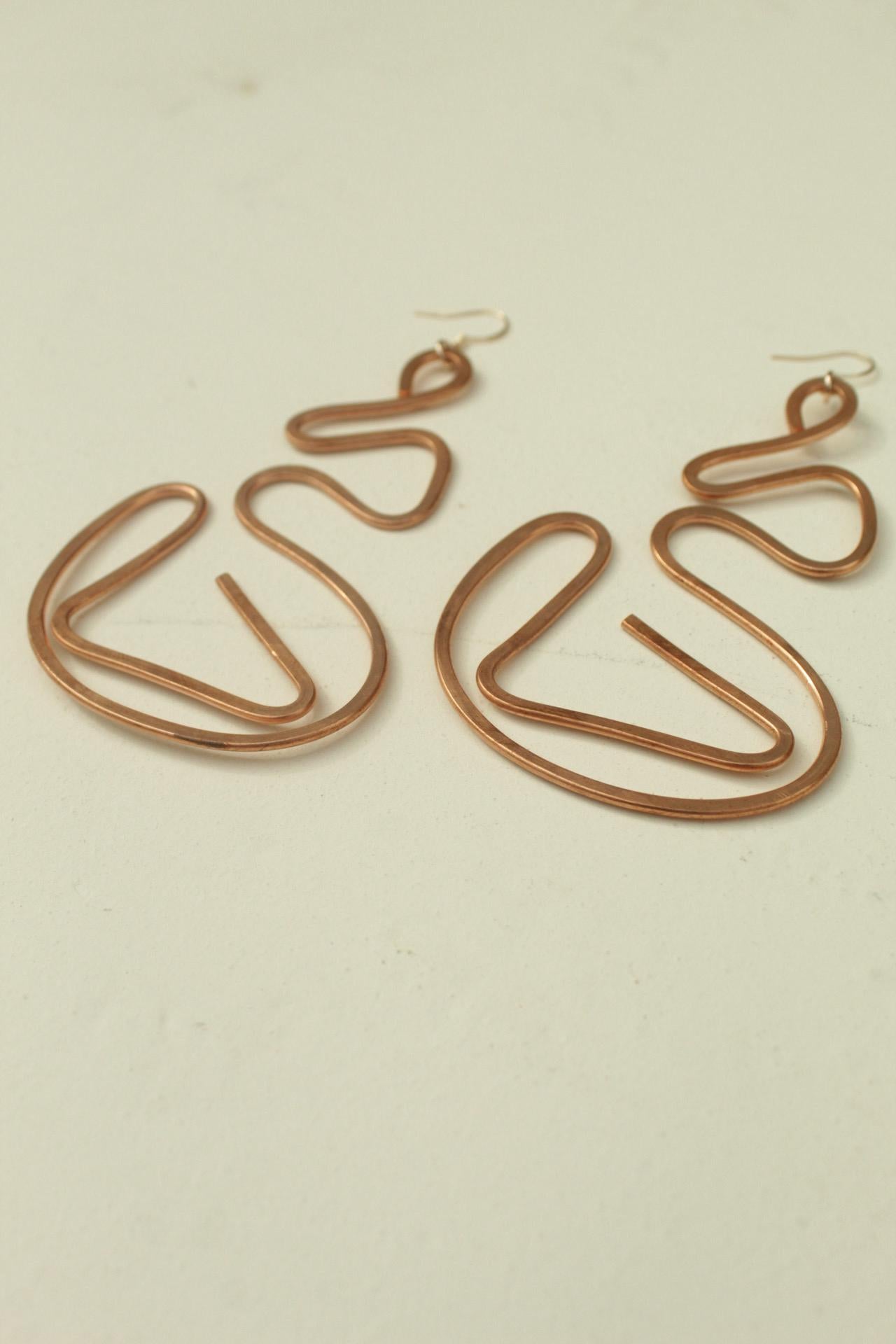 Handmade Copper Statement Earrings, Sculptural Artisan Jewelry, One-of-a-Kind Earrings | Magnolia
