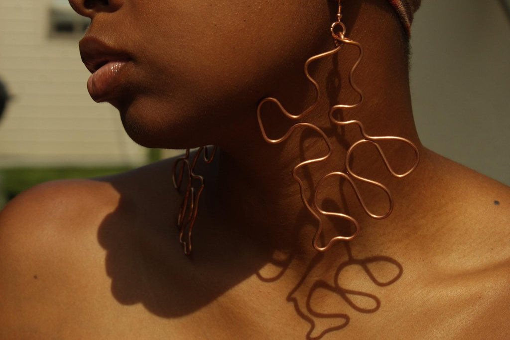 Handmade Copper Statement Earrings, Sculptural Artisan Jewelry, One-of-a-Kind Earrings | Ember