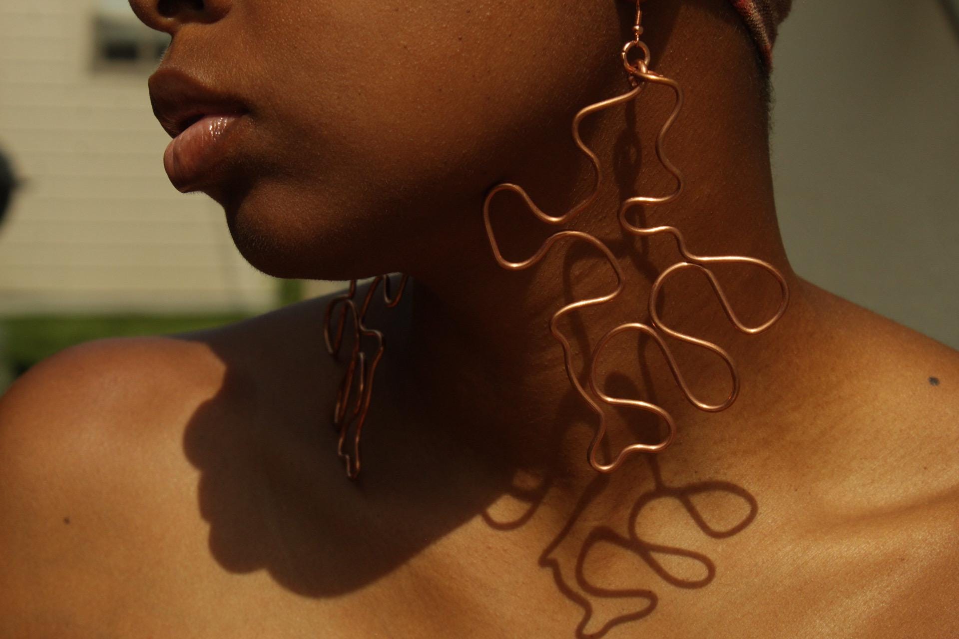 Handmade Copper Statement Earrings, Sculptural Artisan Jewelry, One-of-a-Kind Earrings | Ember