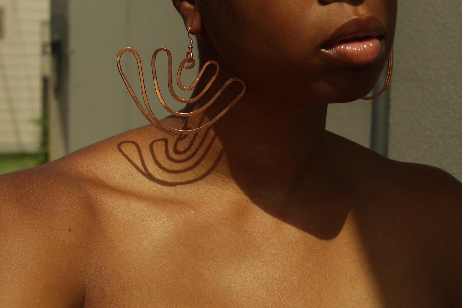 Handmade Copper Statement Earrings, Sculptural Artisan Jewelry, One-of-a-Kind Earrings | Fascination