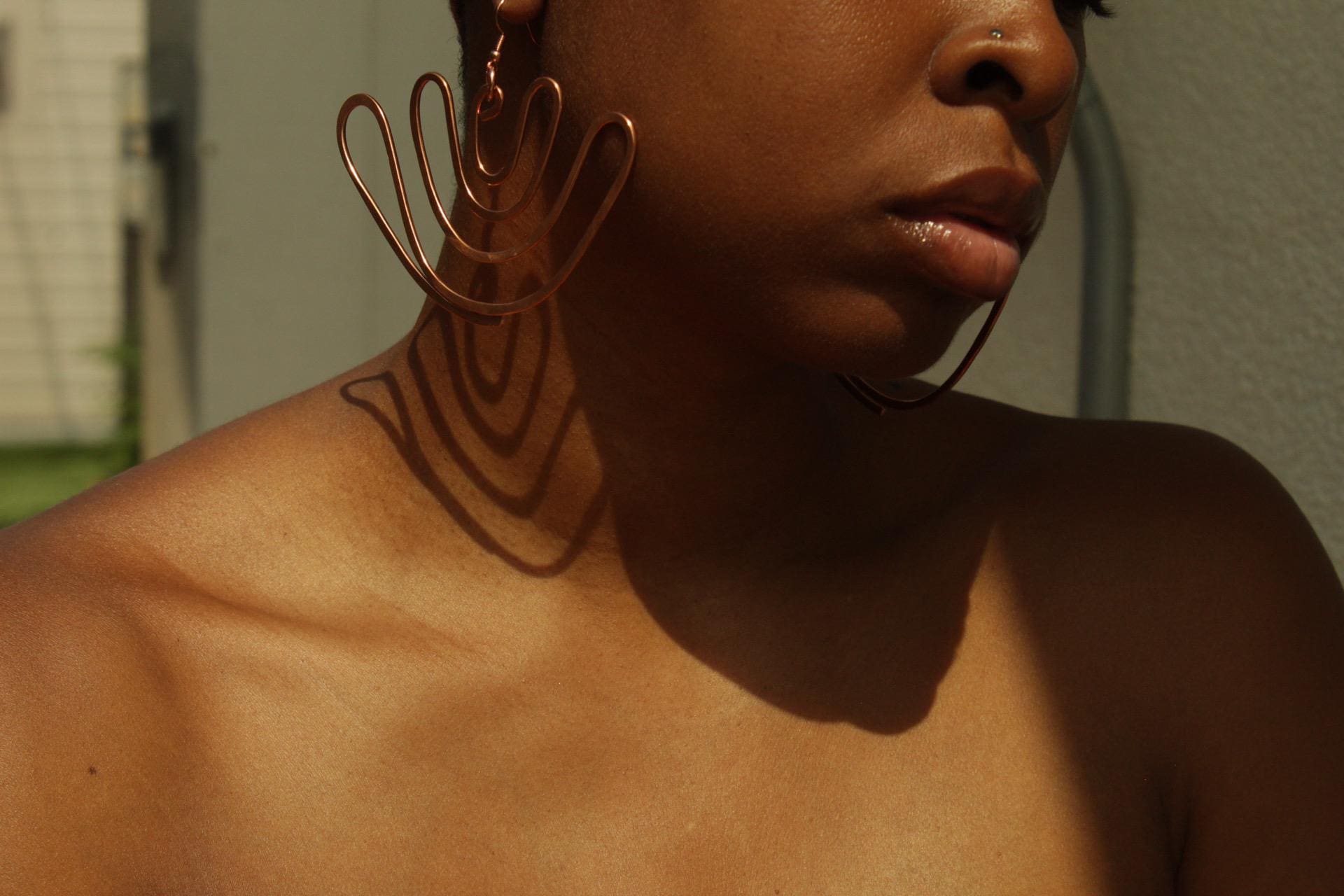Handmade Copper Statement Earrings, Sculptural Artisan Jewelry, One-of-a-Kind Earrings | Fascination
