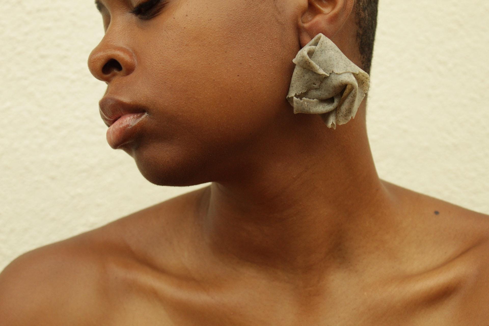 Sculptural Polymer Clay Earrings, Crumpled Paper Inspired, Modern Statement Jewelry