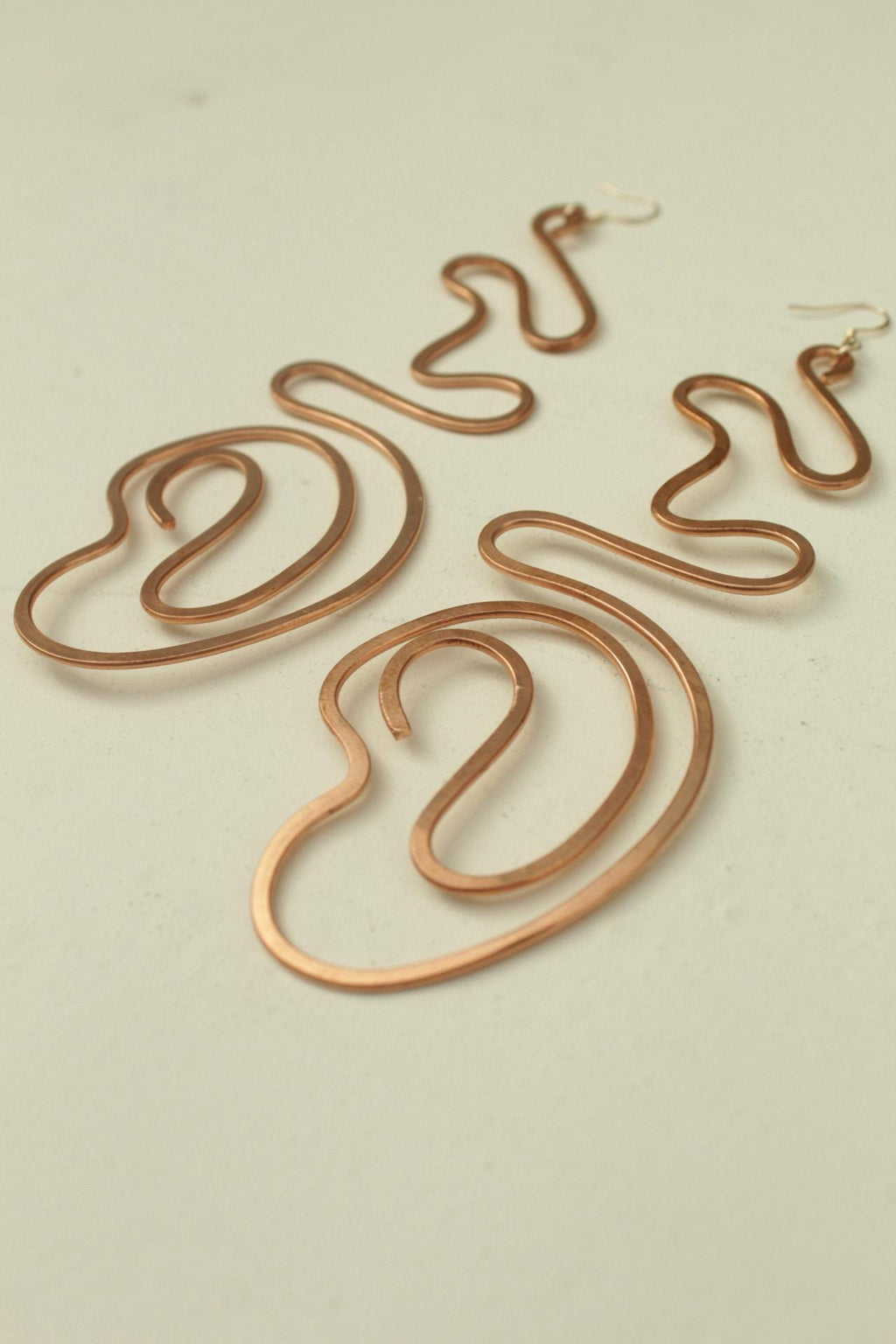 Handmade Copper Statement Earrings, Sculptural Artisan Jewelry, One-of-a-Kind Earrings | Lavender