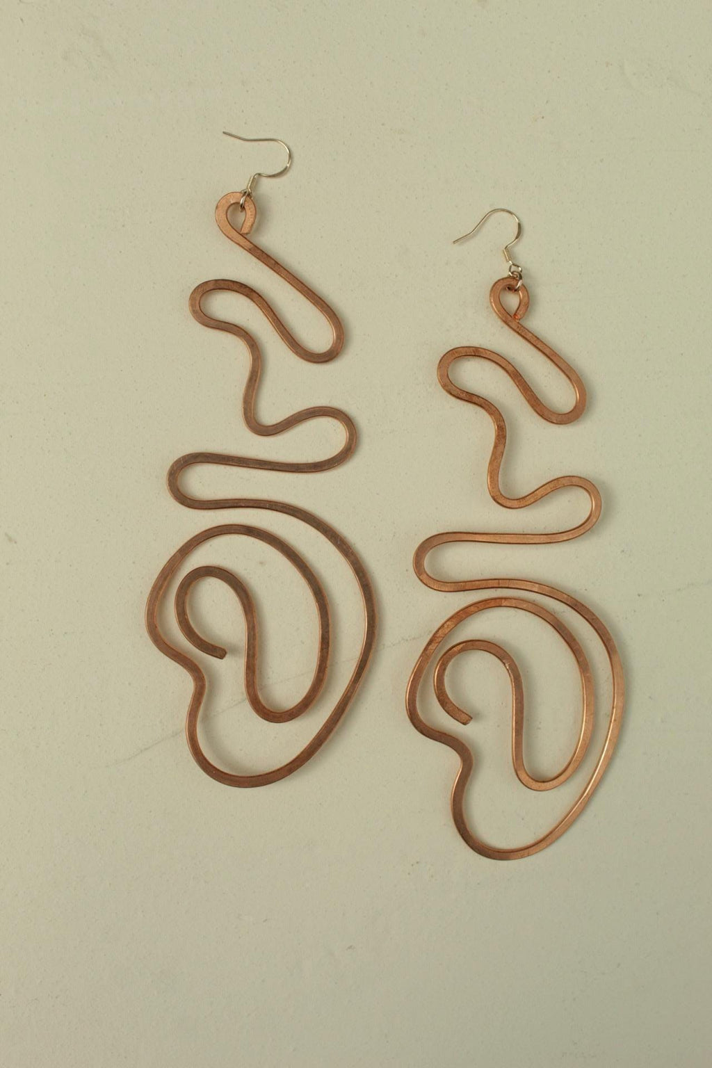 Handmade Copper Statement Earrings, Sculptural Artisan Jewelry, One-of-a-Kind Earrings | Lavender