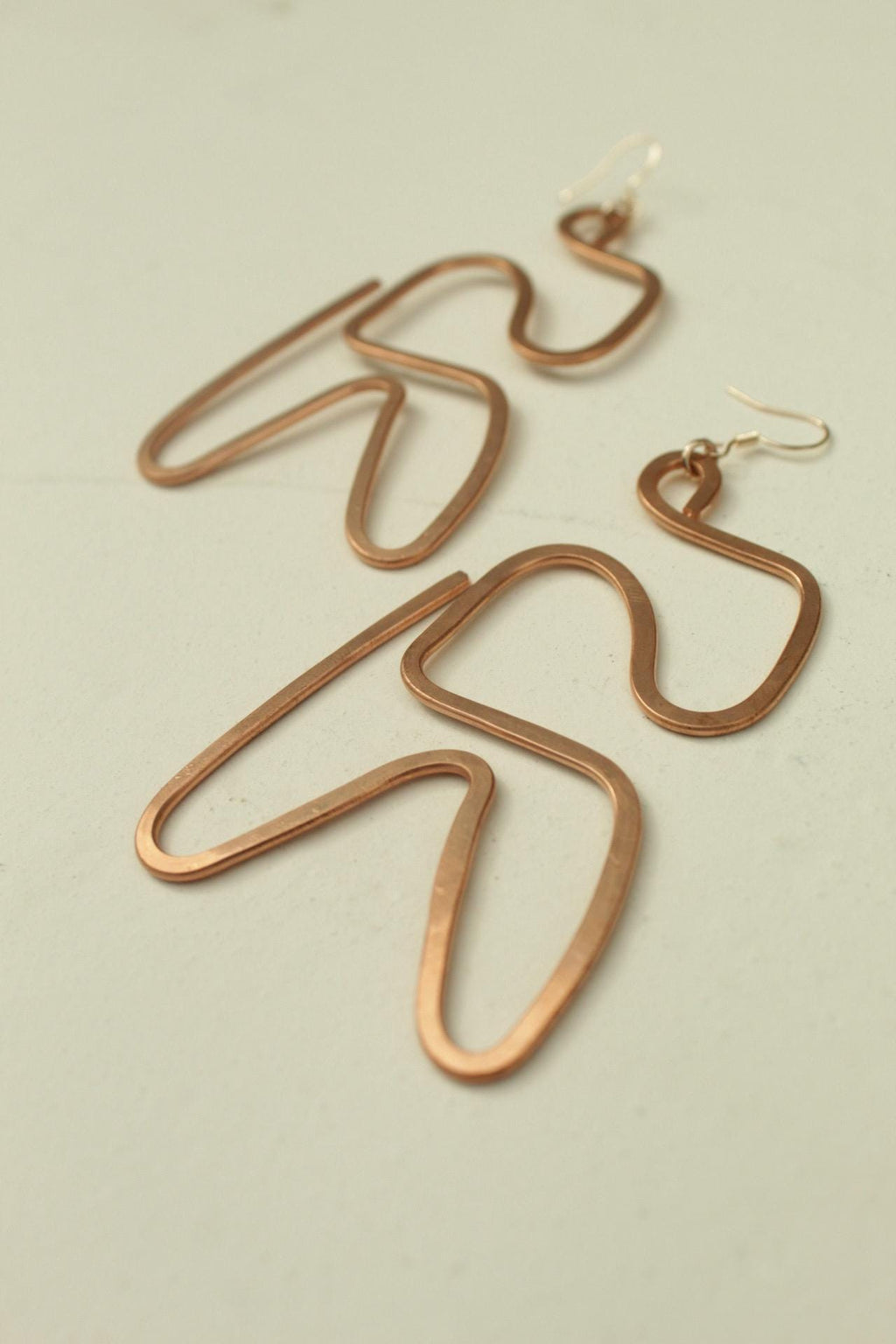 Handmade Copper Statement Earrings, Sculptural Artisan Jewelry, One-of-a-Kind Earrings | Lilac