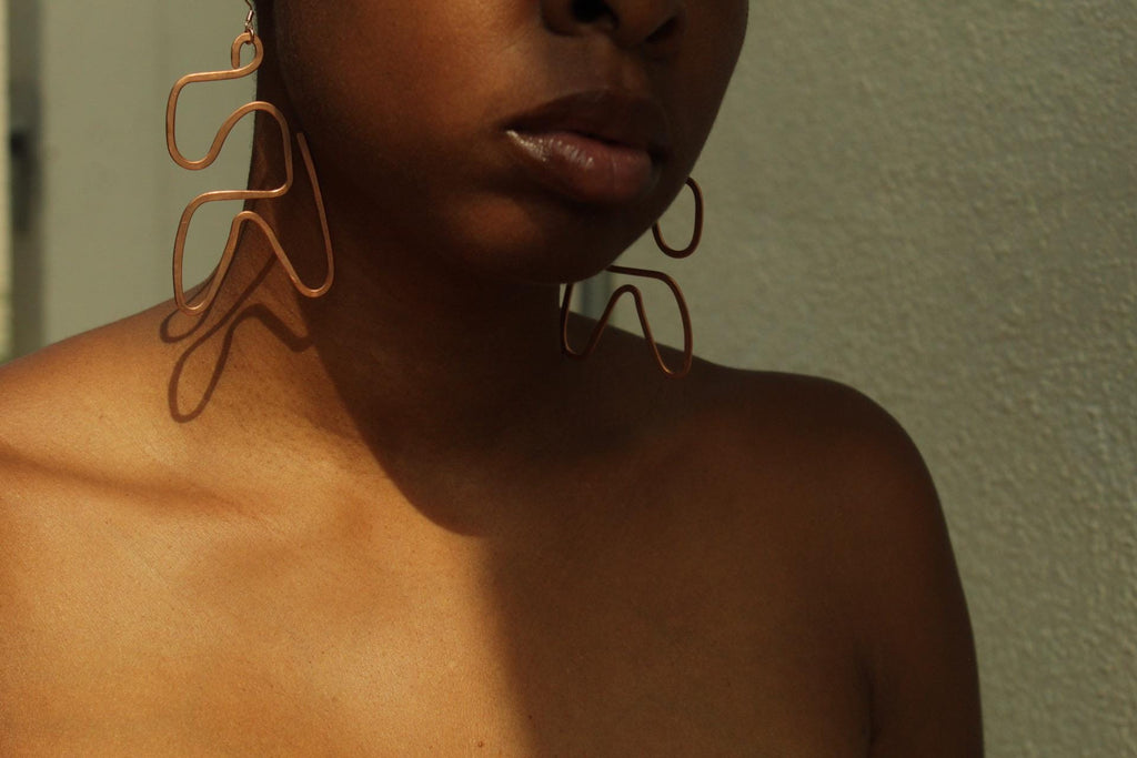 Handmade Copper Statement Earrings, Sculptural Artisan Jewelry, One-of-a-Kind Earrings | Lilac
