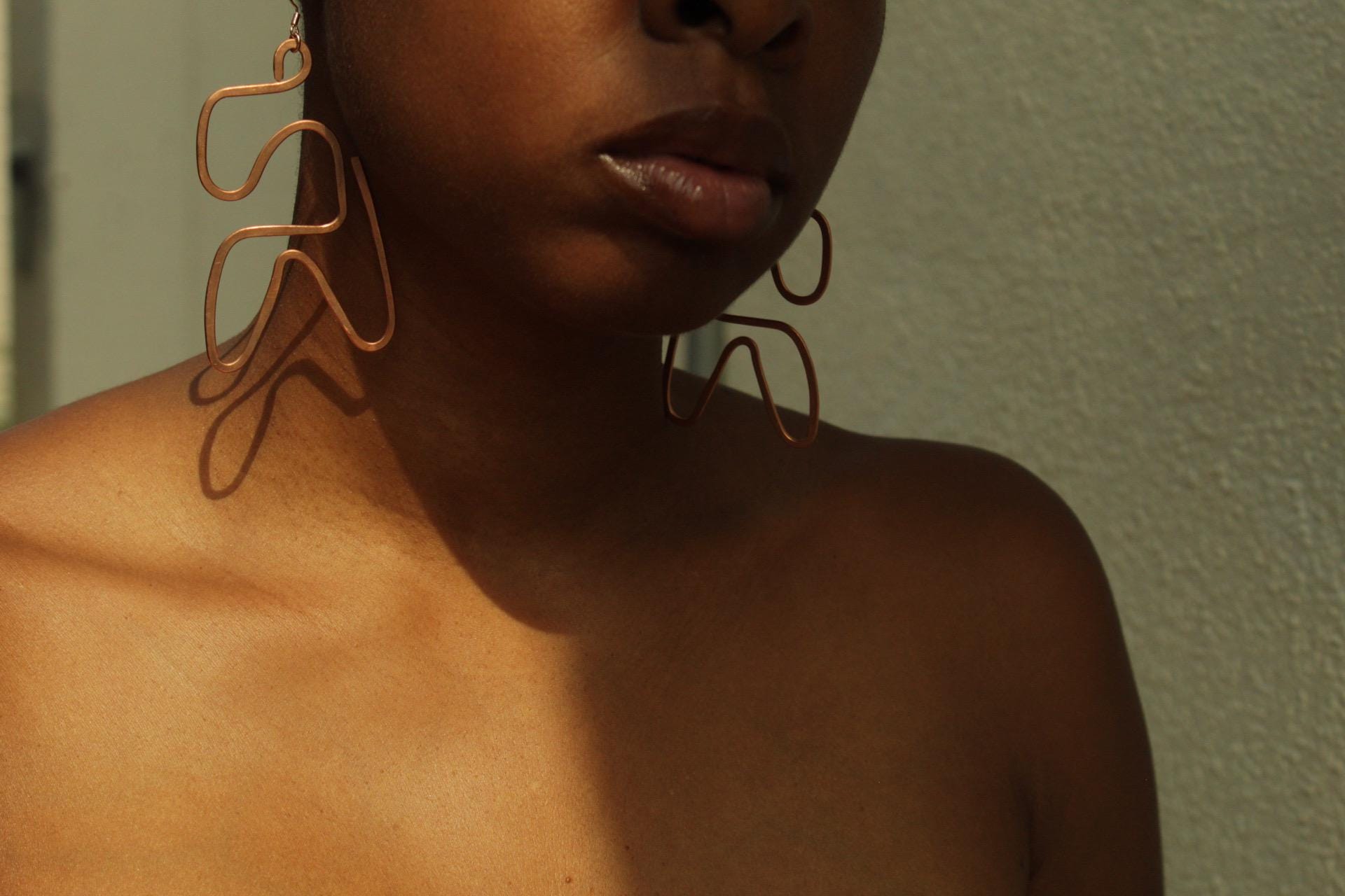 Handmade Copper Statement Earrings, Sculptural Artisan Jewelry, One-of-a-Kind Earrings | Lilac
