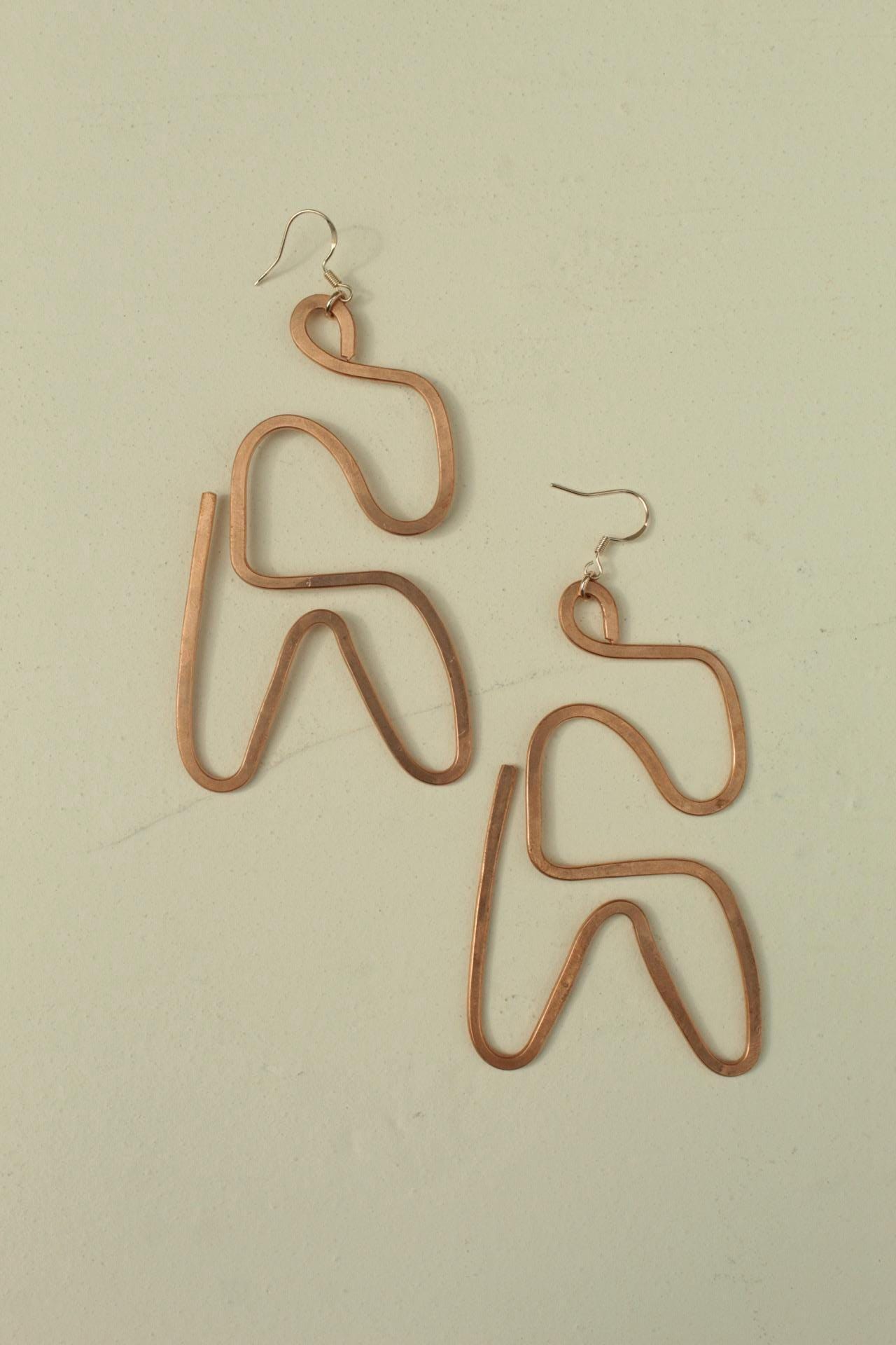 Handmade Copper Statement Earrings, Sculptural Artisan Jewelry, One-of-a-Kind Earrings | Lilac