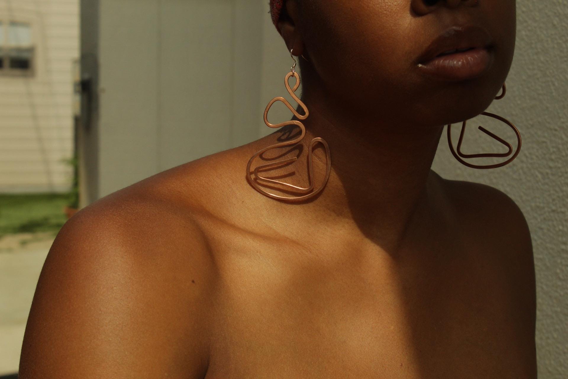 Handmade Copper Statement Earrings, Sculptural Artisan Jewelry, One-of-a-Kind Earrings | Magnolia