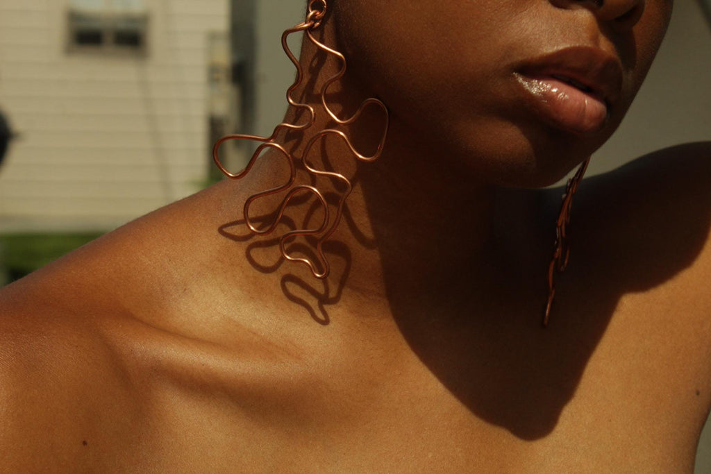 Handmade Copper Statement Earrings, Sculptural Artisan Jewelry, One-of-a-Kind Earrings | Ember