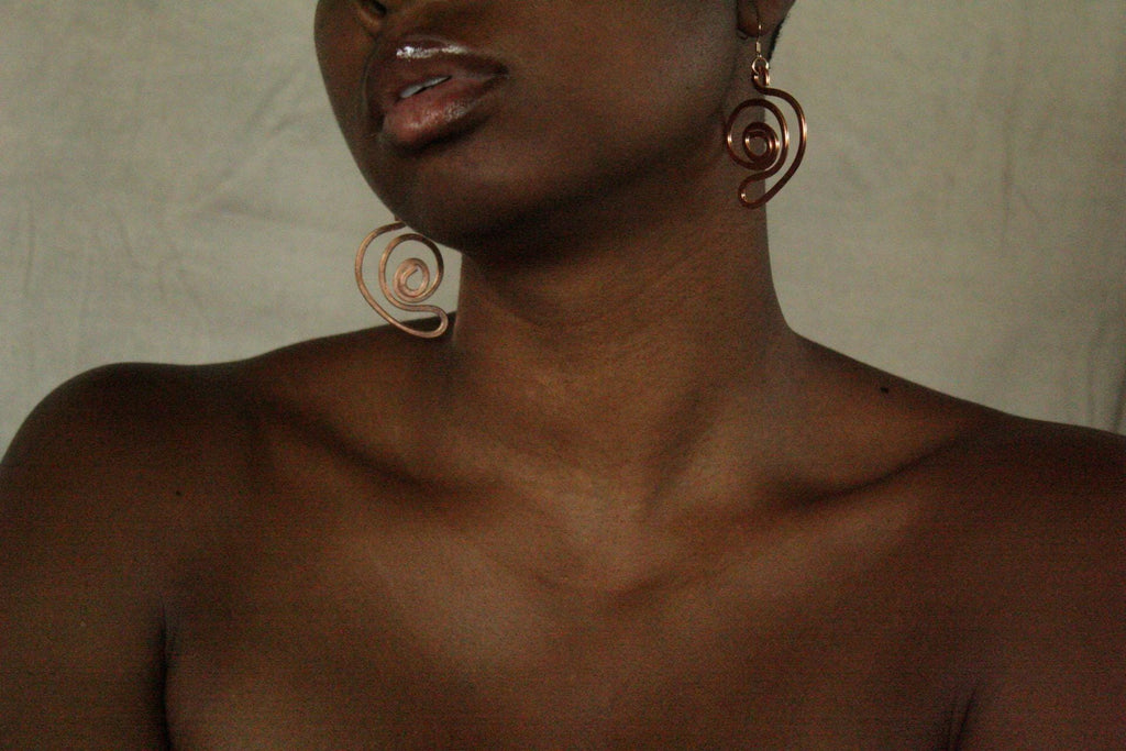 Handmade Copper Statement Earrings, Sculptural Artisan Jewelry, One-of-a-Kind Earrings | Lily Pad