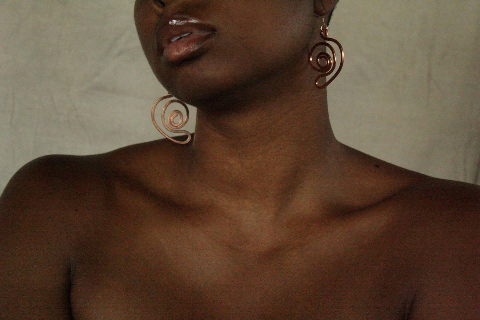 Handmade Copper Statement Earrings, Sculptural Artisan Jewelry, One-of-a-Kind Earrings | Lily Pad