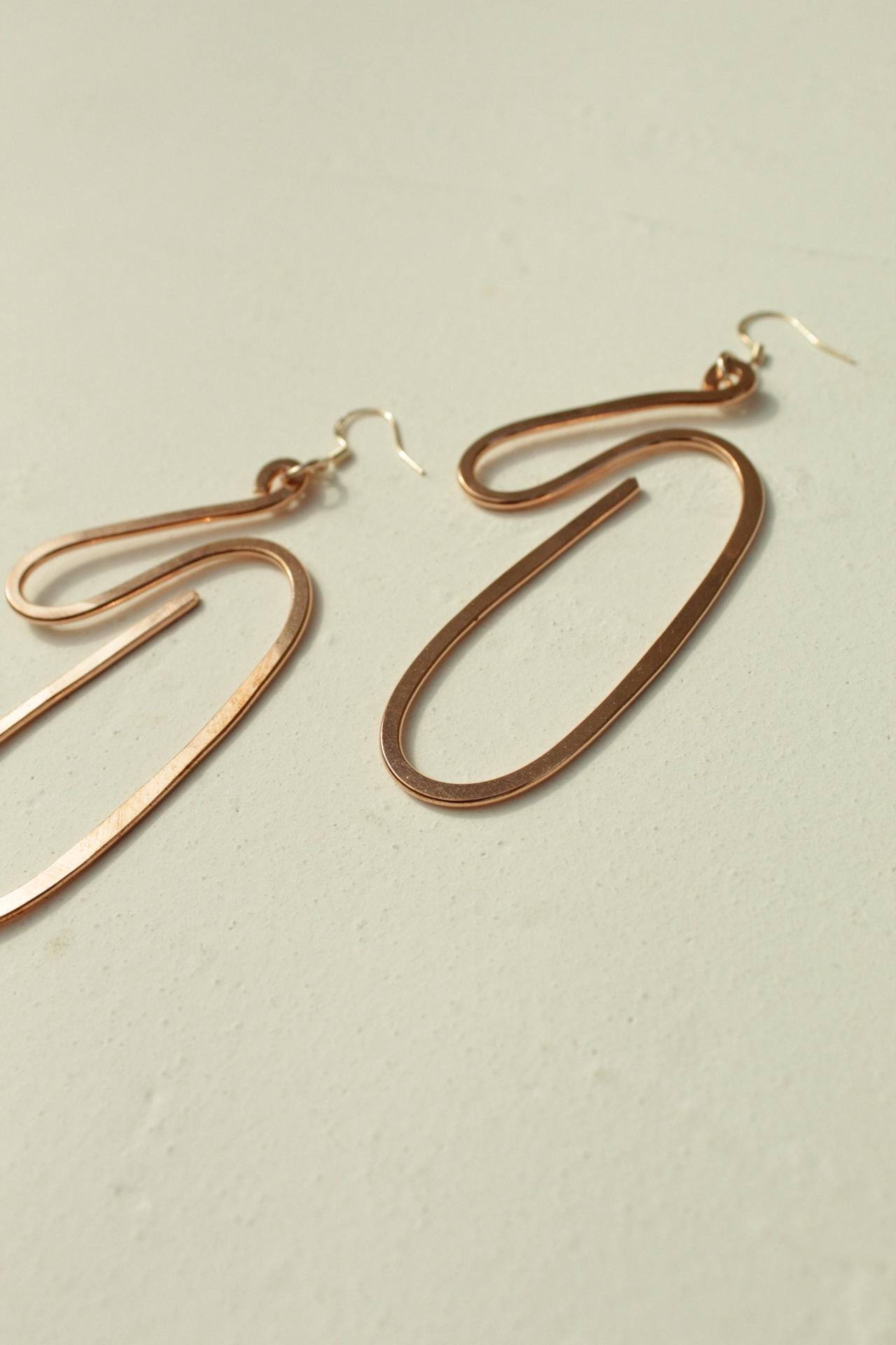 Handmade Copper Statement Earrings, Sculptural Artisan Jewelry, One-of-a-Kind Earrings | Waterline