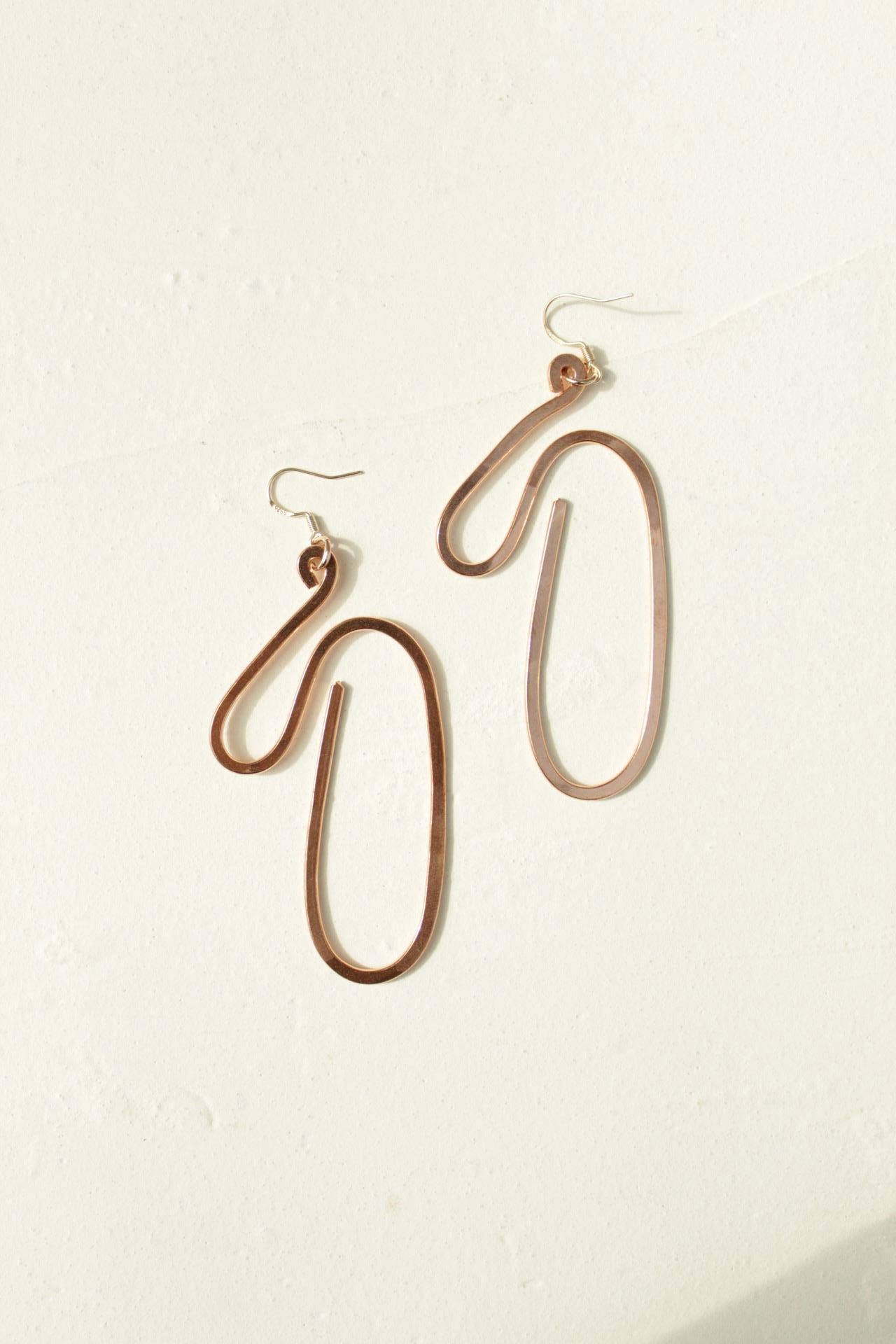 Handmade Copper Statement Earrings, Sculptural Artisan Jewelry, One-of-a-Kind Earrings | Waterline
