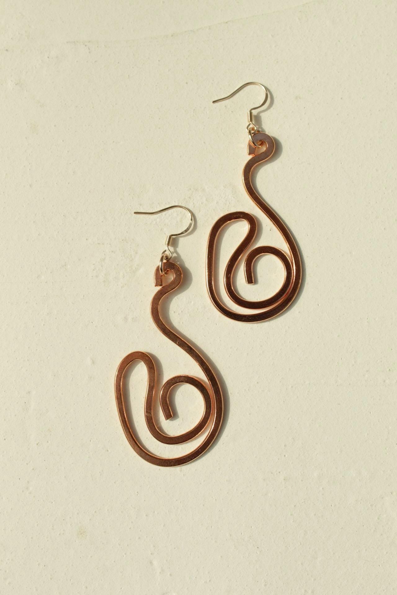 Handmade Copper Statement Earrings, Sculptural Artisan Jewelry, One-of-a-Kind Earrings | Current