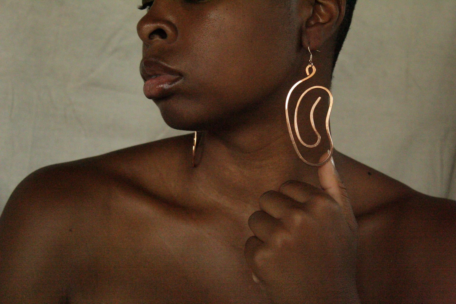 Handmade Copper Statement Earrings, Sculptural Artisan Jewelry, One-of-a-Kind Earrings | Ebb