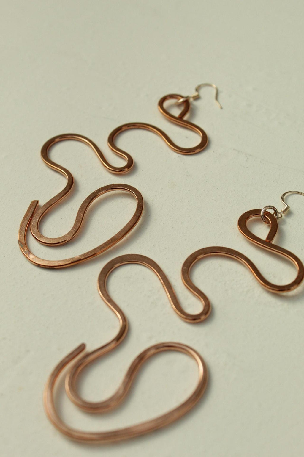 Handmade Copper Statement Earrings, Sculptural Artisan Jewelry, One-of-a-Kind Earrings | Meander