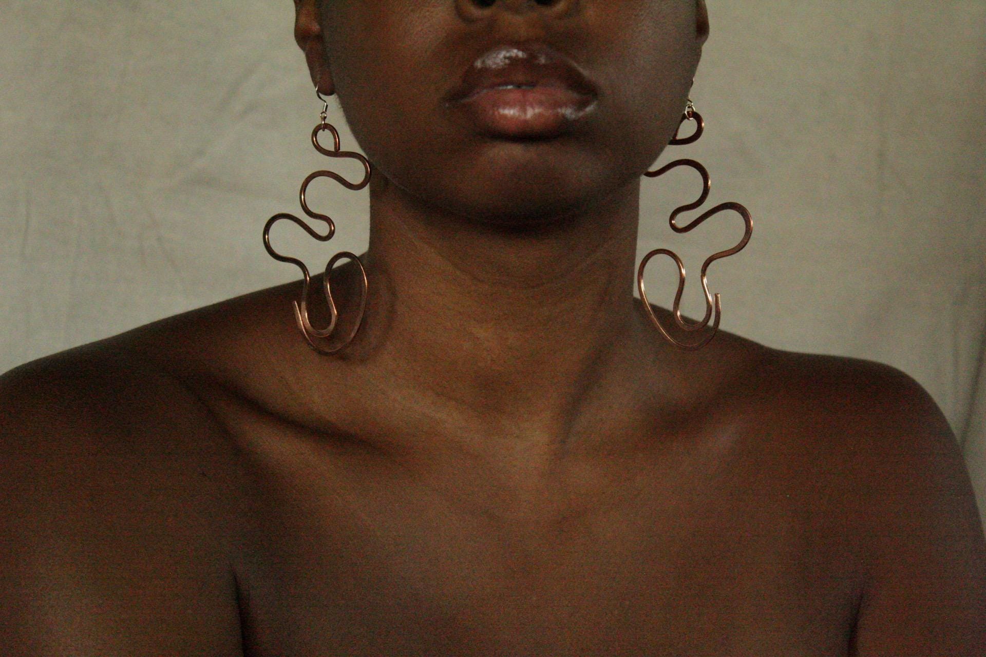 Handmade Copper Statement Earrings, Sculptural Artisan Jewelry, One-of-a-Kind Earrings | Meander