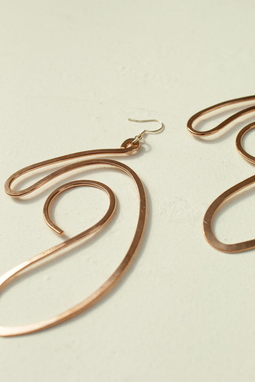 Handmade Copper Statement Earrings, Sculptural Artisan Jewelry, One-of-a-Kind Earrings | Bud