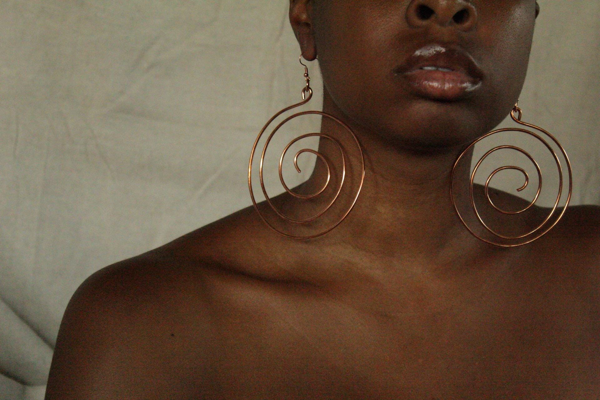 Handmade Copper Statement Earrings, Sculptural Artisan Jewelry, One-of-a-Kind Earrings | Bloomline