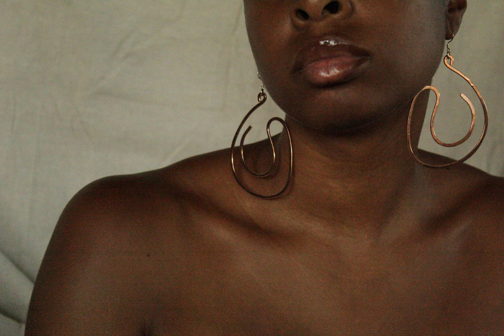 Handmade Copper Statement Earrings, Sculptural Artisan Jewelry, One-of-a-Kind Earrings | Hollow