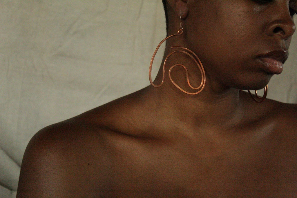Handmade Copper Statement Earrings, Sculptural Artisan Jewelry, One-of-a-Kind Earrings | Open Sky