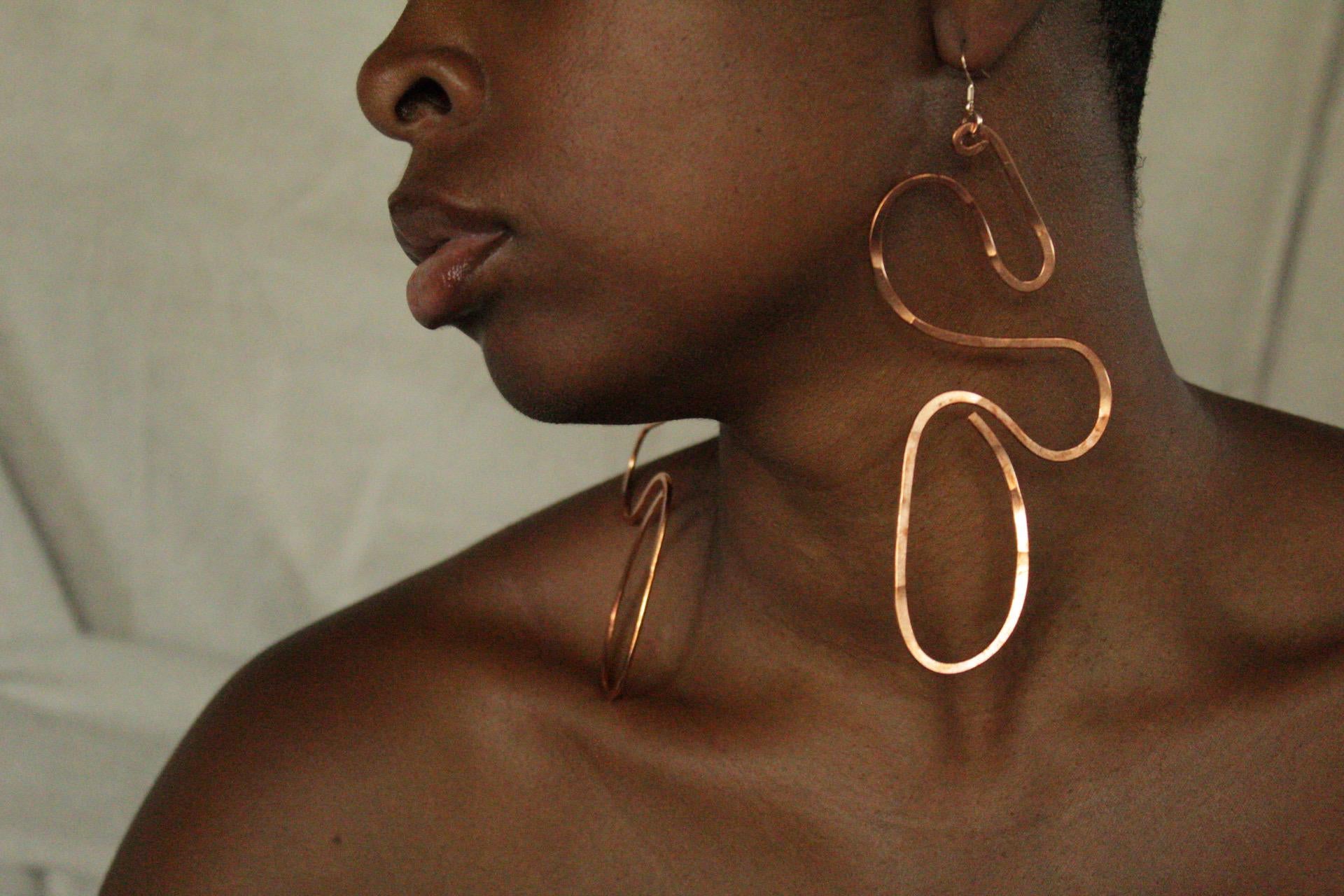 Handmade Copper Statement Earrings, Sculptural Artisan Jewelry, One-of-a-Kind Earrings | Elsewhere