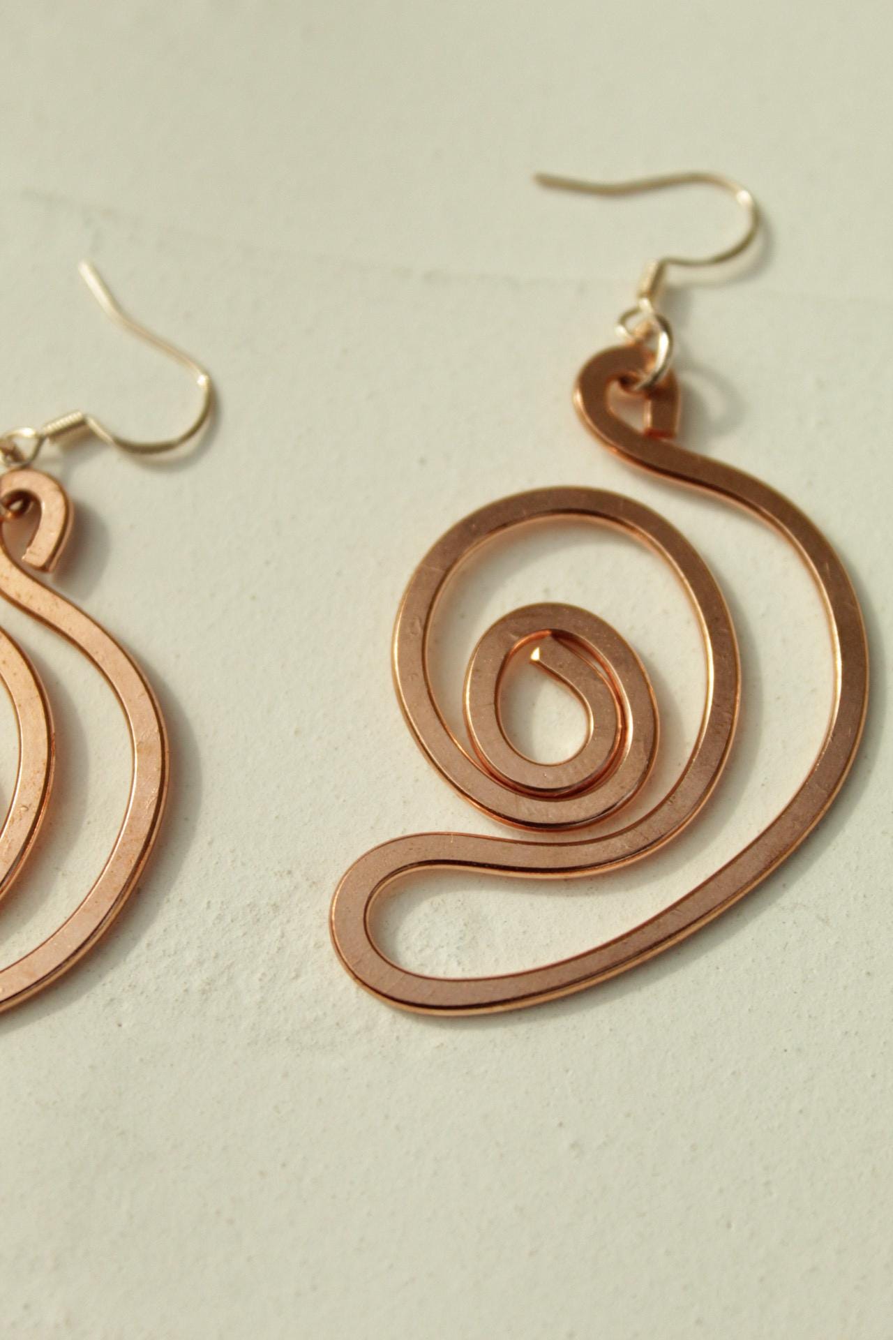 Handmade Copper Statement Earrings, Sculptural Artisan Jewelry, One-of-a-Kind Earrings | Lily Pad