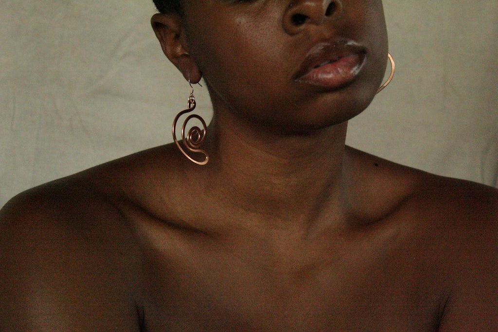 Handmade Copper Statement Earrings, Sculptural Artisan Jewelry, One-of-a-Kind Earrings | Lily Pad