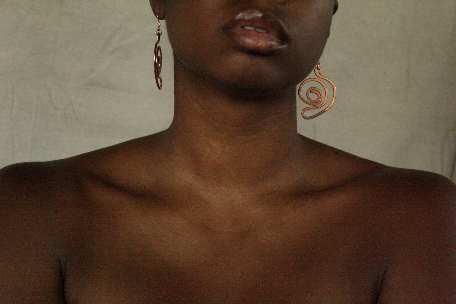 Handmade Copper Statement Earrings, Sculptural Artisan Jewelry, One-of-a-Kind Earrings | Lily Pad