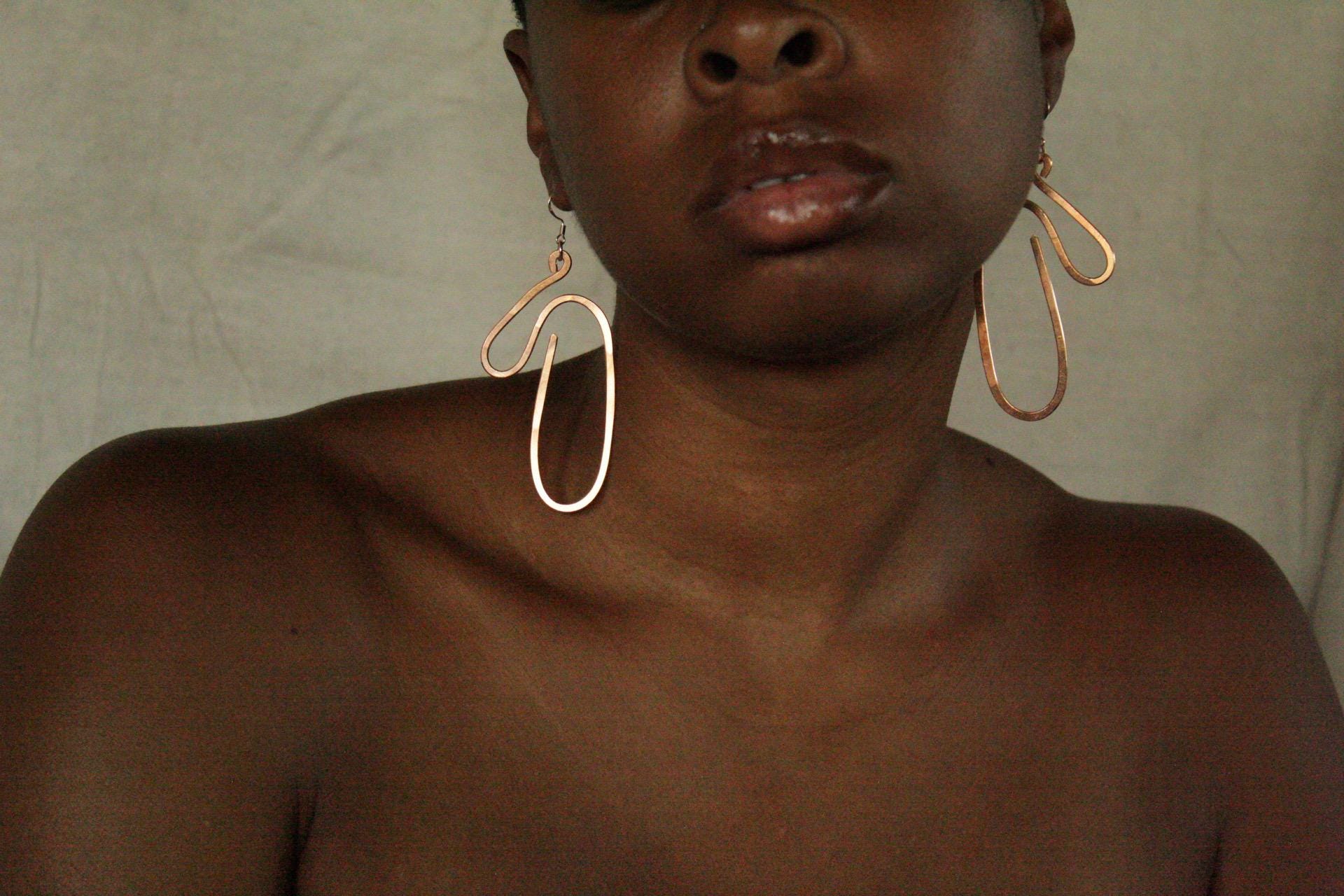 Handmade Copper Statement Earrings, Sculptural Artisan Jewelry, One-of-a-Kind Earrings | Waterline