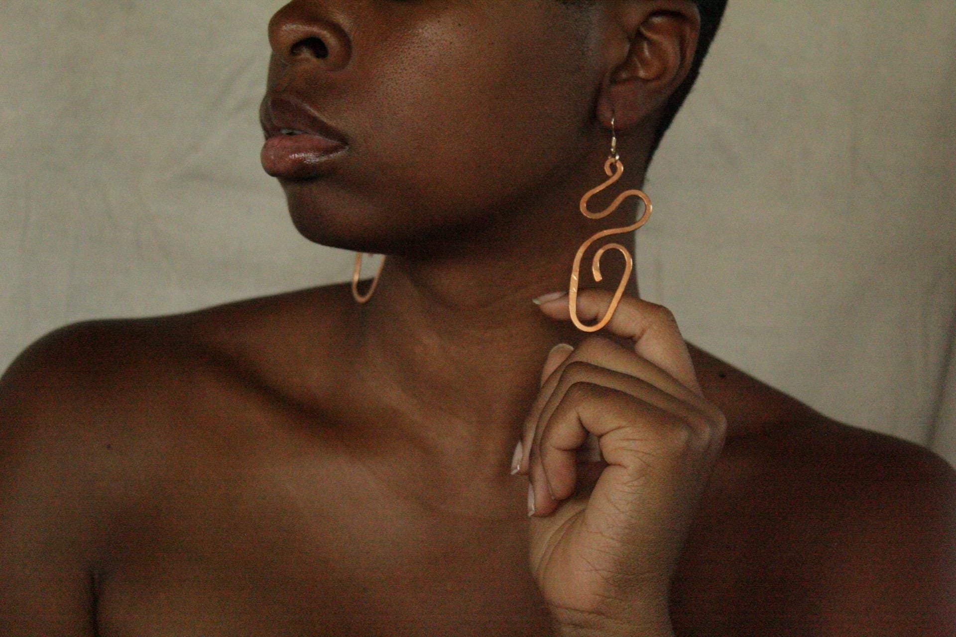 Handmade Copper Statement Earrings, Sculptural Artisan Jewelry, One-of-a-Kind Earrings | River Reed
