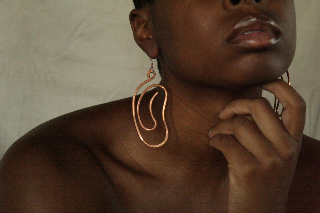 Handmade Copper Statement Earrings, Sculptural Artisan Jewelry, One-of-a-Kind Earrings | Ebb