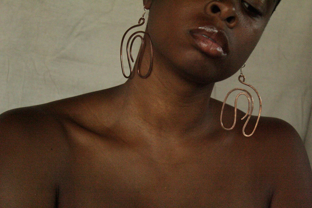 Handmade Copper Statement Earrings, Sculptural Artisan Jewelry, One-of-a-Kind Earrings | Return