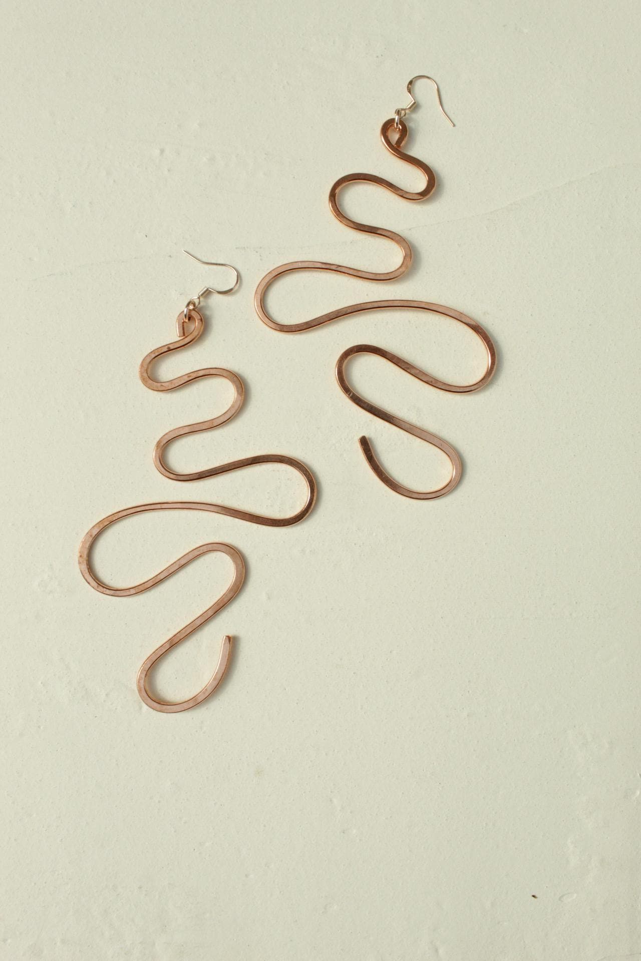 Handmade Copper Statement Earrings, Sculptural Artisan Jewelry, One-of-a-Kind Earrings | Soft Bend