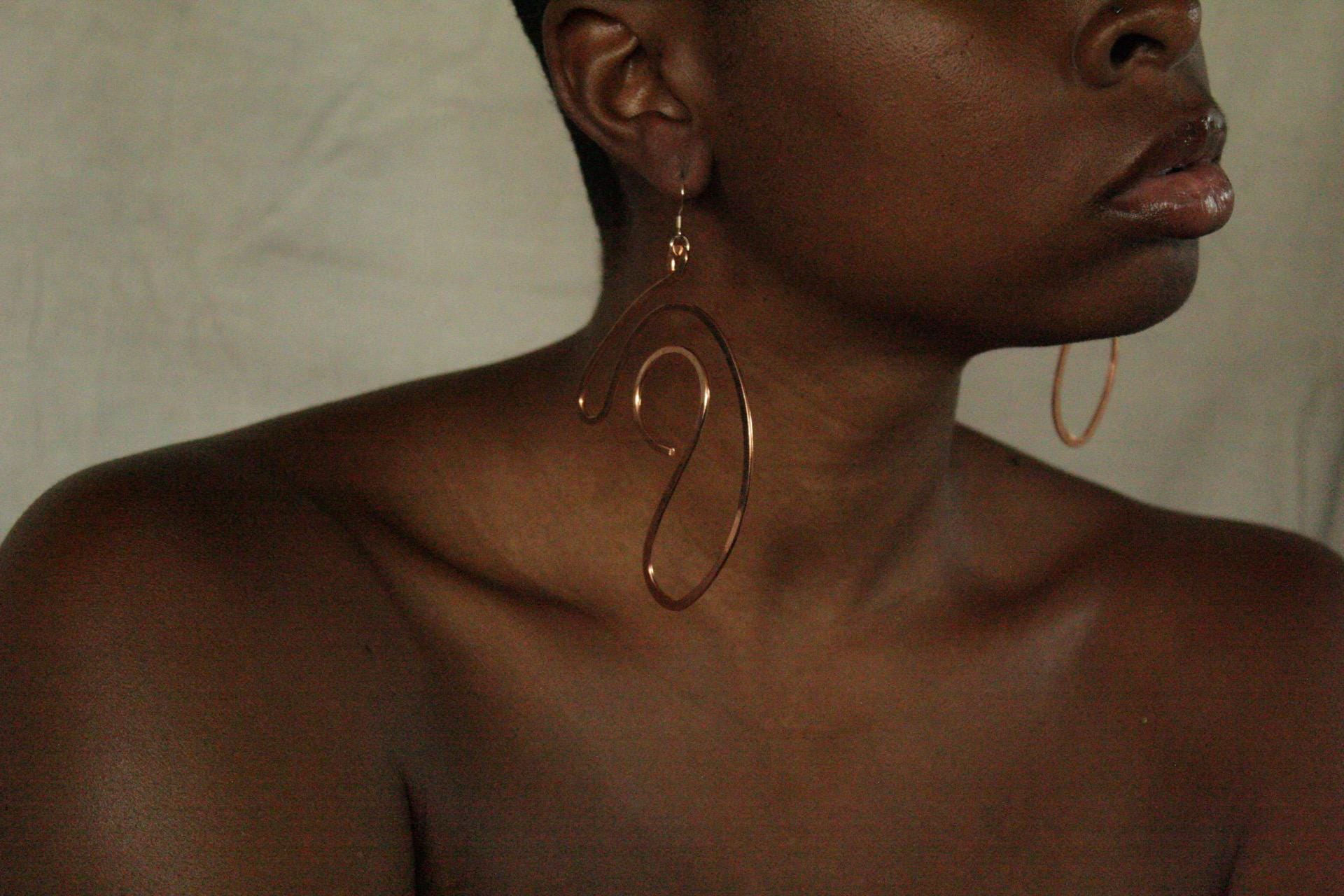 Handmade Copper Statement Earrings, Sculptural Artisan Jewelry, One-of-a-Kind Earrings | Bud
