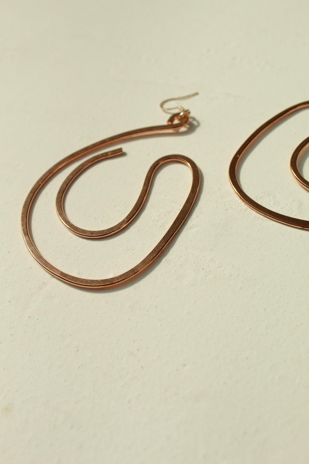 Handmade Copper Statement Earrings, Sculptural Artisan Jewelry, One-of-a-Kind Earrings | Hollow