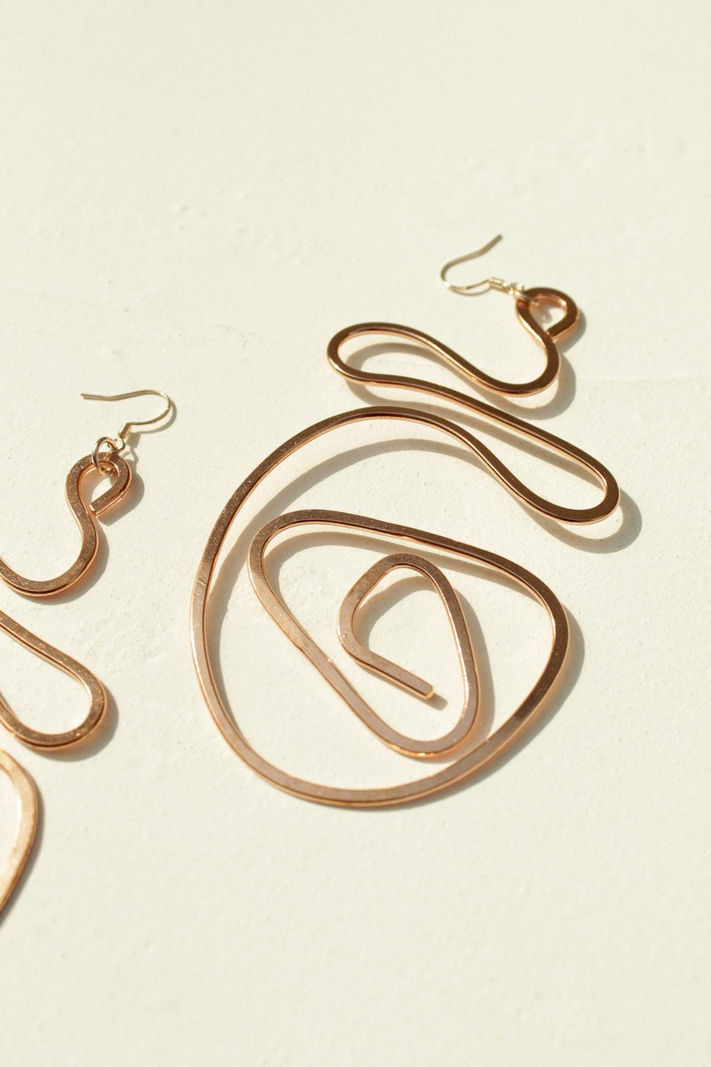 Handmade Copper Statement Earrings, Sculptural Artisan Jewelry, One-of-a-Kind Earrings | Snail Trail