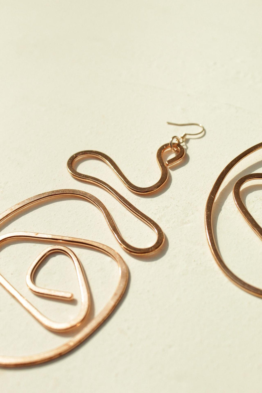 Handmade Copper Statement Earrings, Sculptural Artisan Jewelry, One-of-a-Kind Earrings | Snail Trail