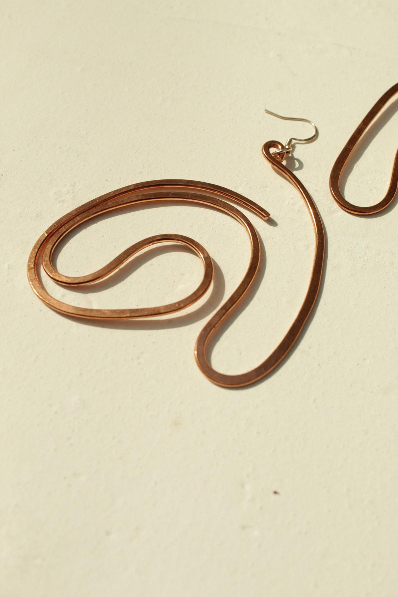 Handmade Copper Statement Earrings, Sculptural Artisan Jewelry, One-of-a-Kind Earrings | Open Sky