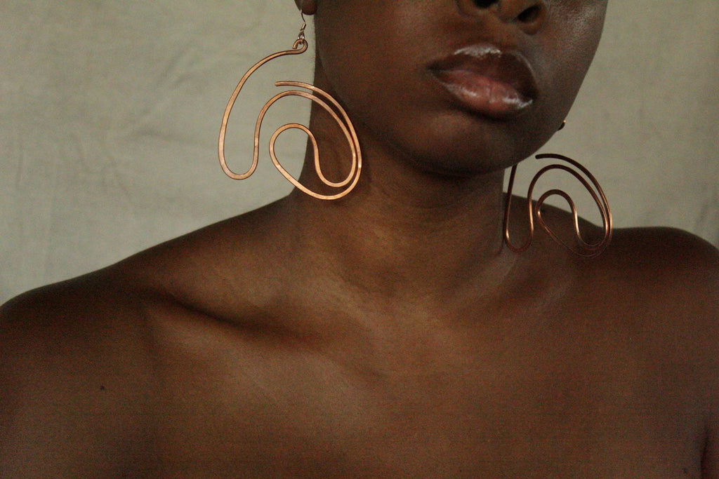 Handmade Copper Statement Earrings, Sculptural Artisan Jewelry, One-of-a-Kind Earrings | Open Sky