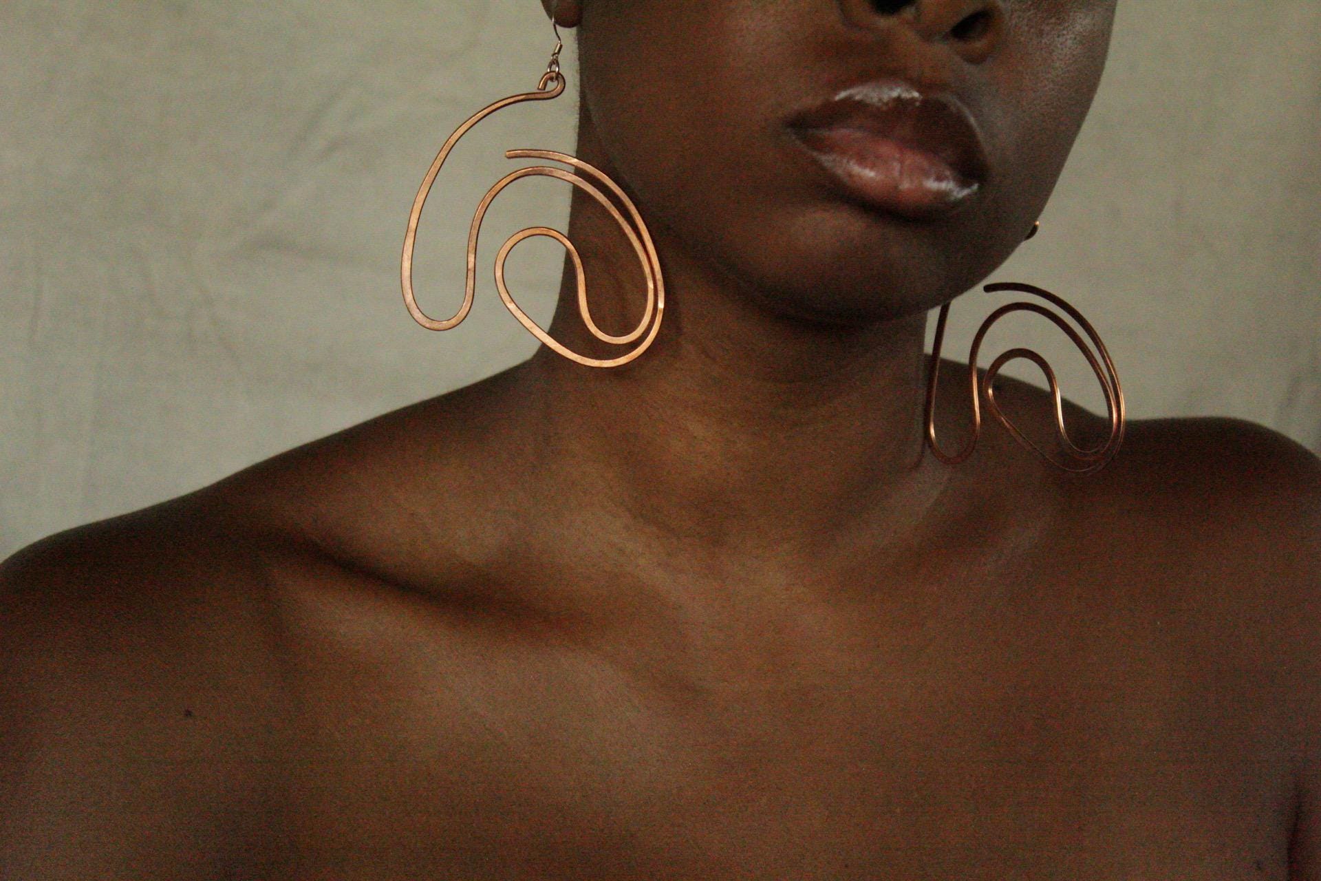 Handmade Copper Statement Earrings, Sculptural Artisan Jewelry, One-of-a-Kind Earrings | Open Sky