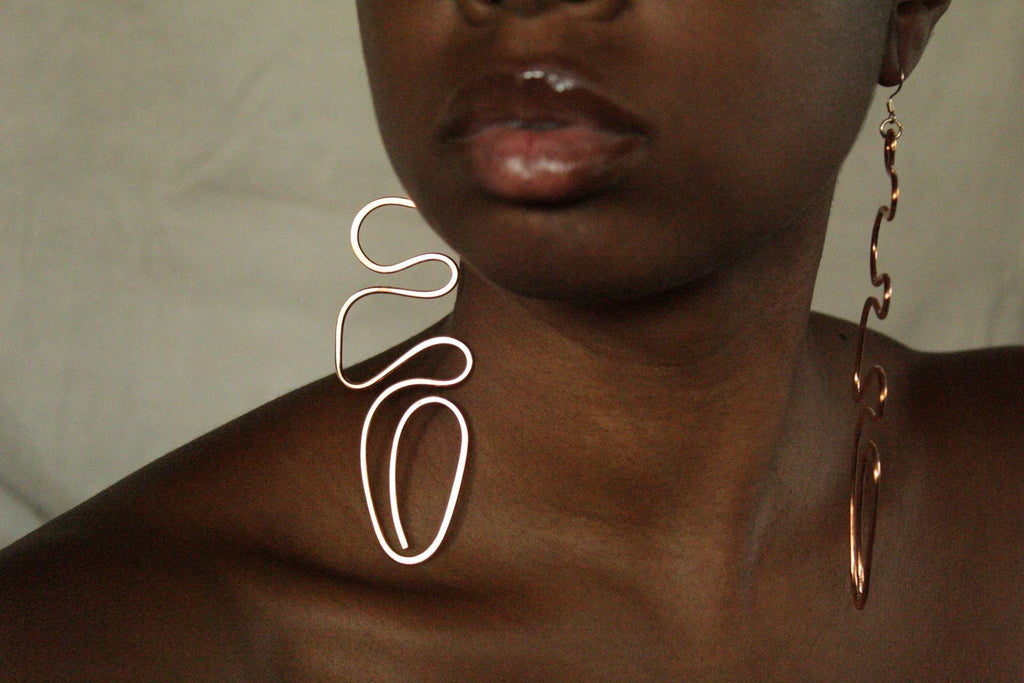 Handmade Copper Statement Earrings, Sculptural Artisan Jewelry, One-of-a-Kind Earrings | Tangle