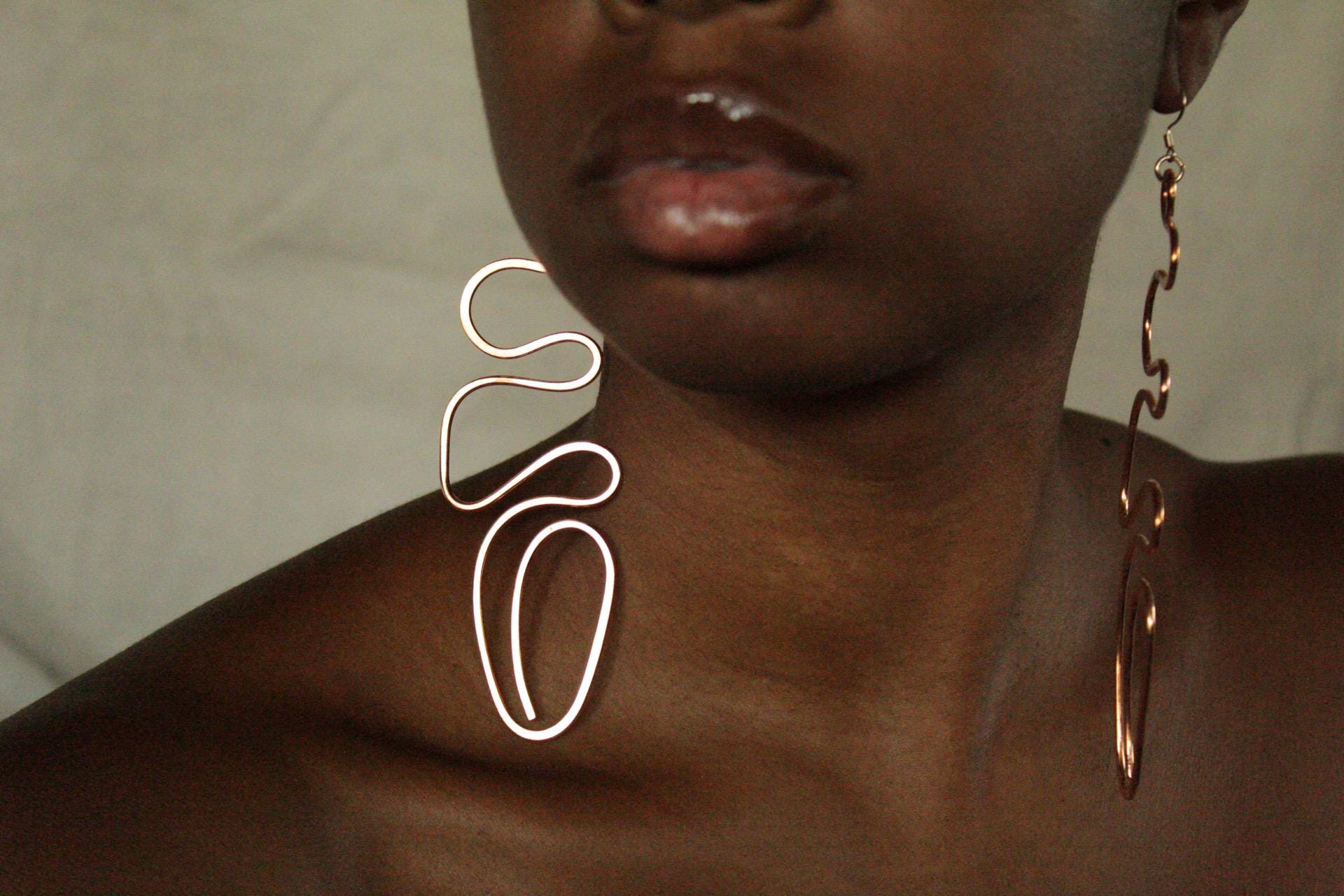 Handmade Copper Statement Earrings, Sculptural Artisan Jewelry, One-of-a-Kind Earrings | Tangle
