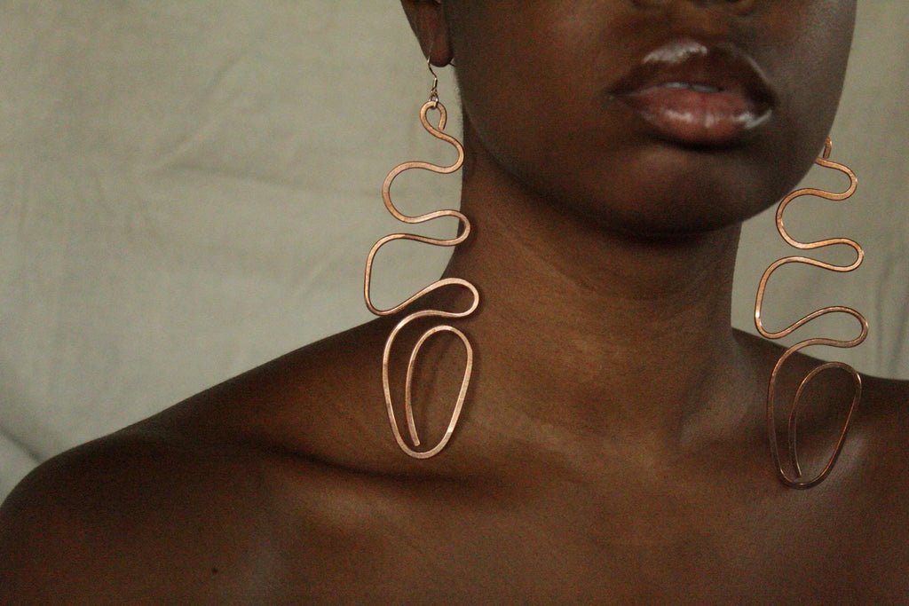Handmade Copper Statement Earrings, Sculptural Artisan Jewelry, One-of-a-Kind Earrings | Tangle