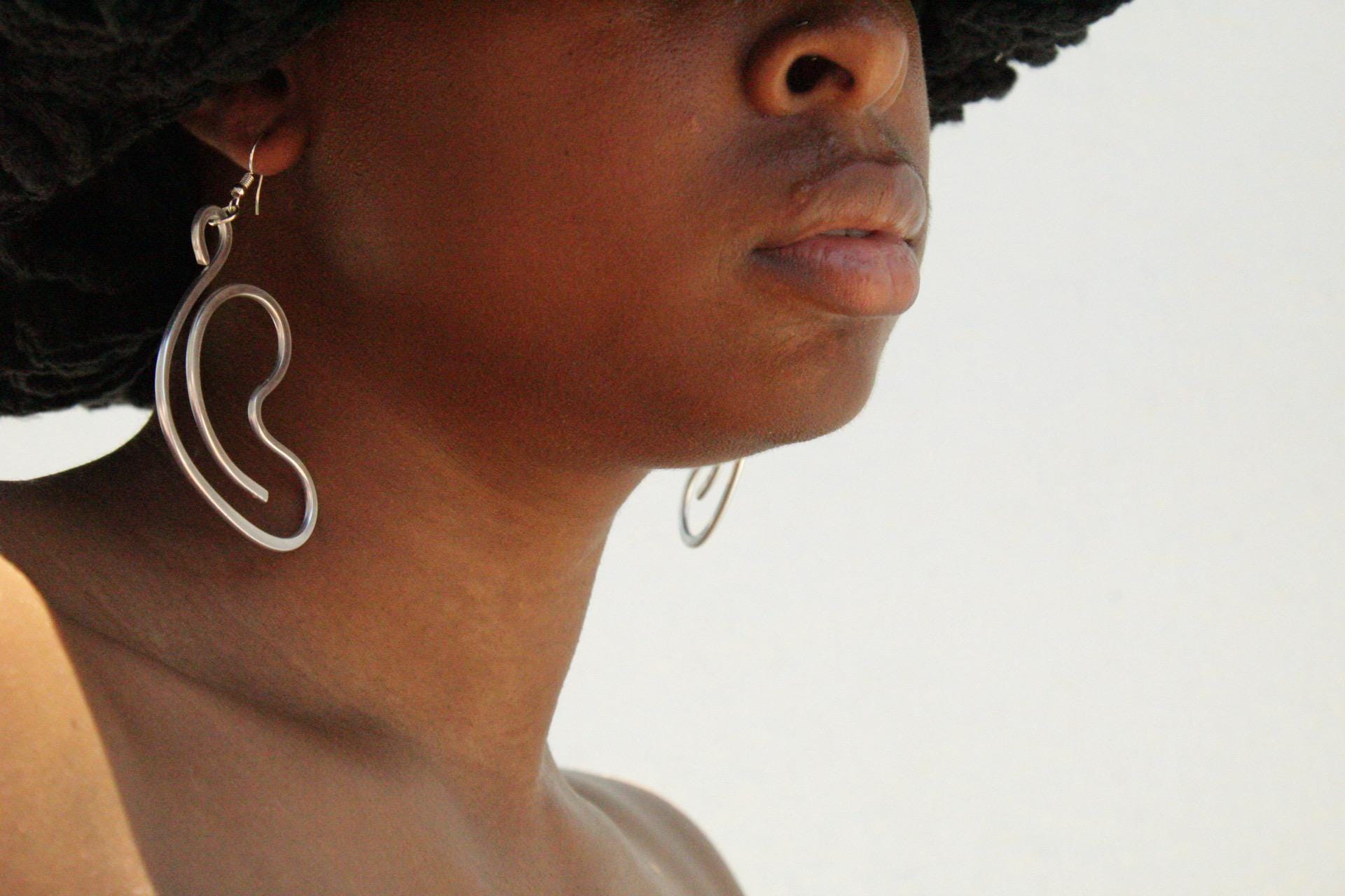 Handmade Aluminum Statement Earrings, Lightweight Modern Sculptural Jewelry, One-of-a-Kind Earrings | Nova