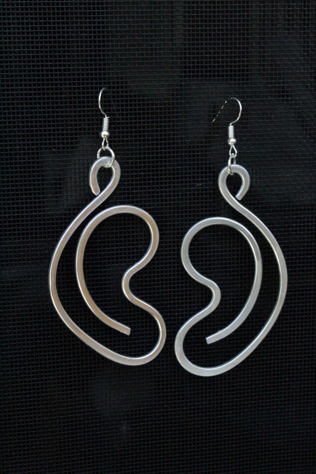 Handmade Aluminum Statement Earrings, Lightweight Modern Sculptural Jewelry, One-of-a-Kind Earrings | Nova